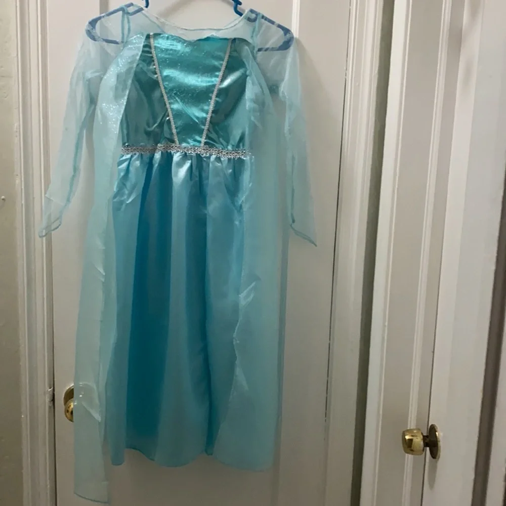 Disney Frozen Elsa Costume Dress Up Gown Icy Blue Princess Size 7/8